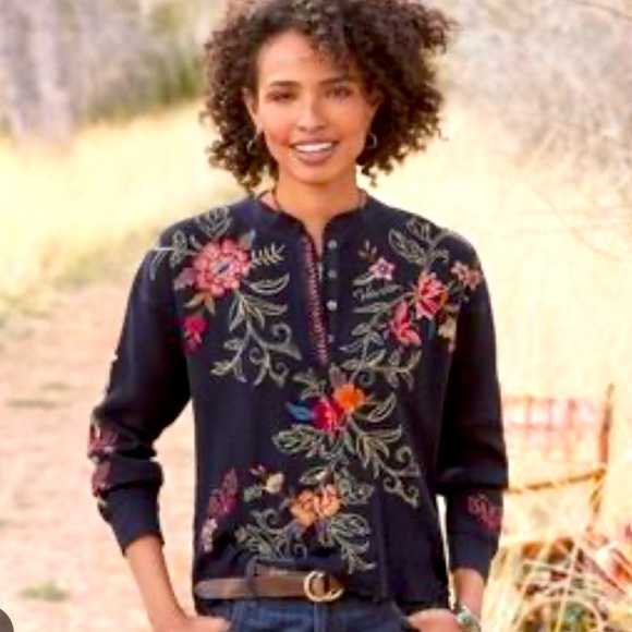 Johnny Was Tops - Johnny Was embroidered “Taline Thermal Henley”. New with tags.